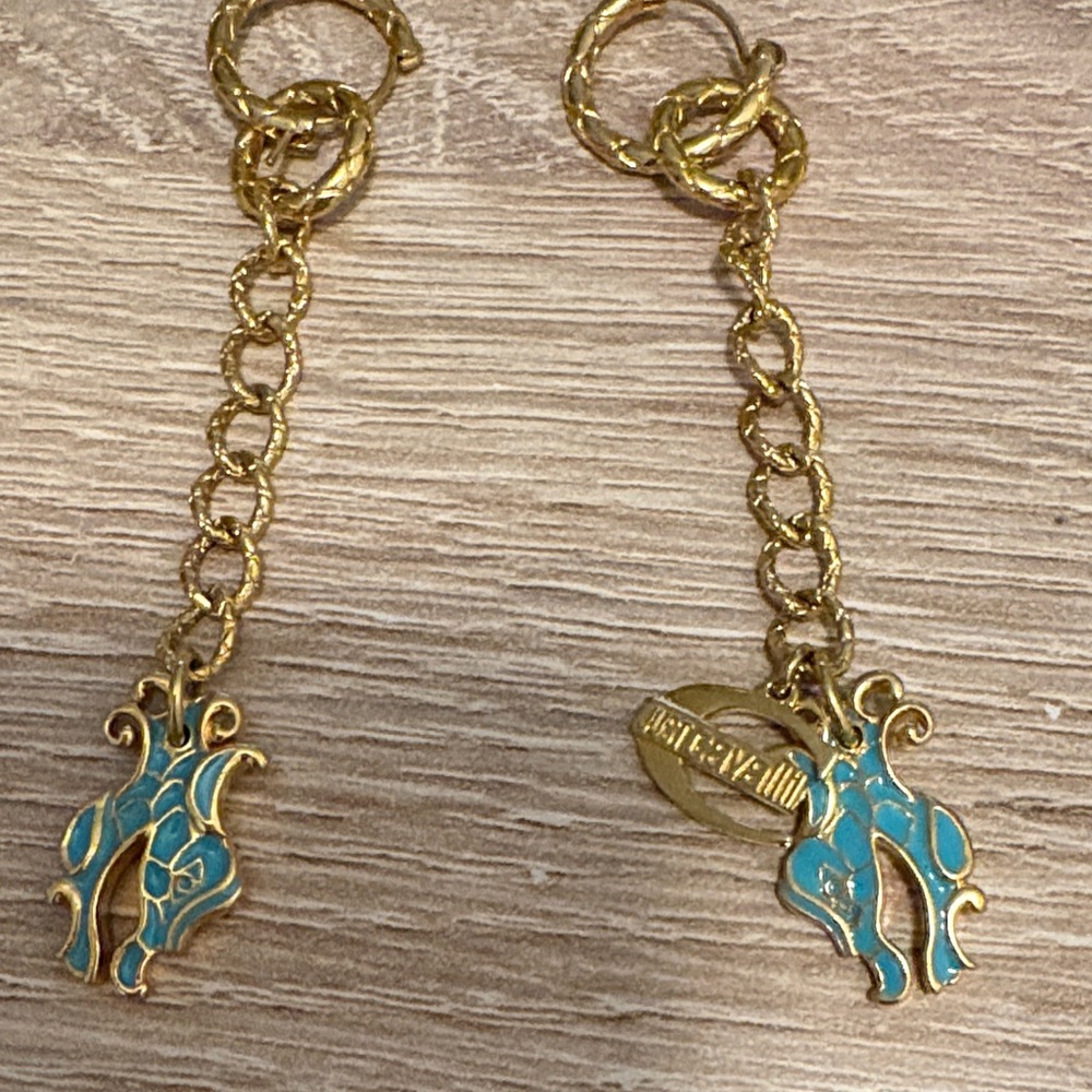 Just Cavalli dragon drop earrings, gold tone